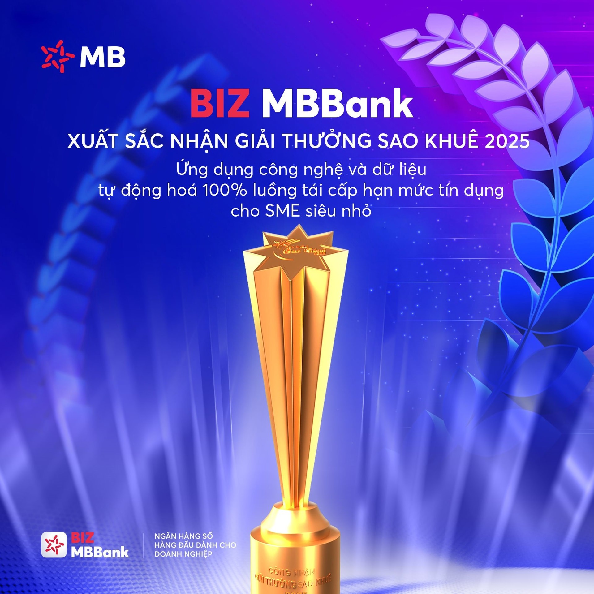 Sản phẩm vay vốn tín chấp dựa trên dữ liệu của BIZ MBBank thắng lớn tại Sao Khuê 2025