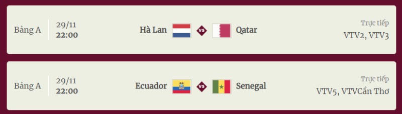 Lịch thi đấu bóng đá World Cup 2022 ngày 29/11 theo giờ Việt Nam